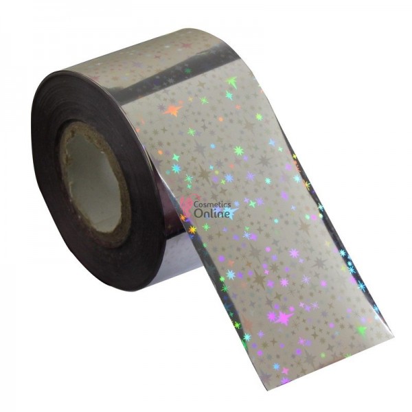 Folii de transfer, folie de unghii  Argintie cu Stelute F056